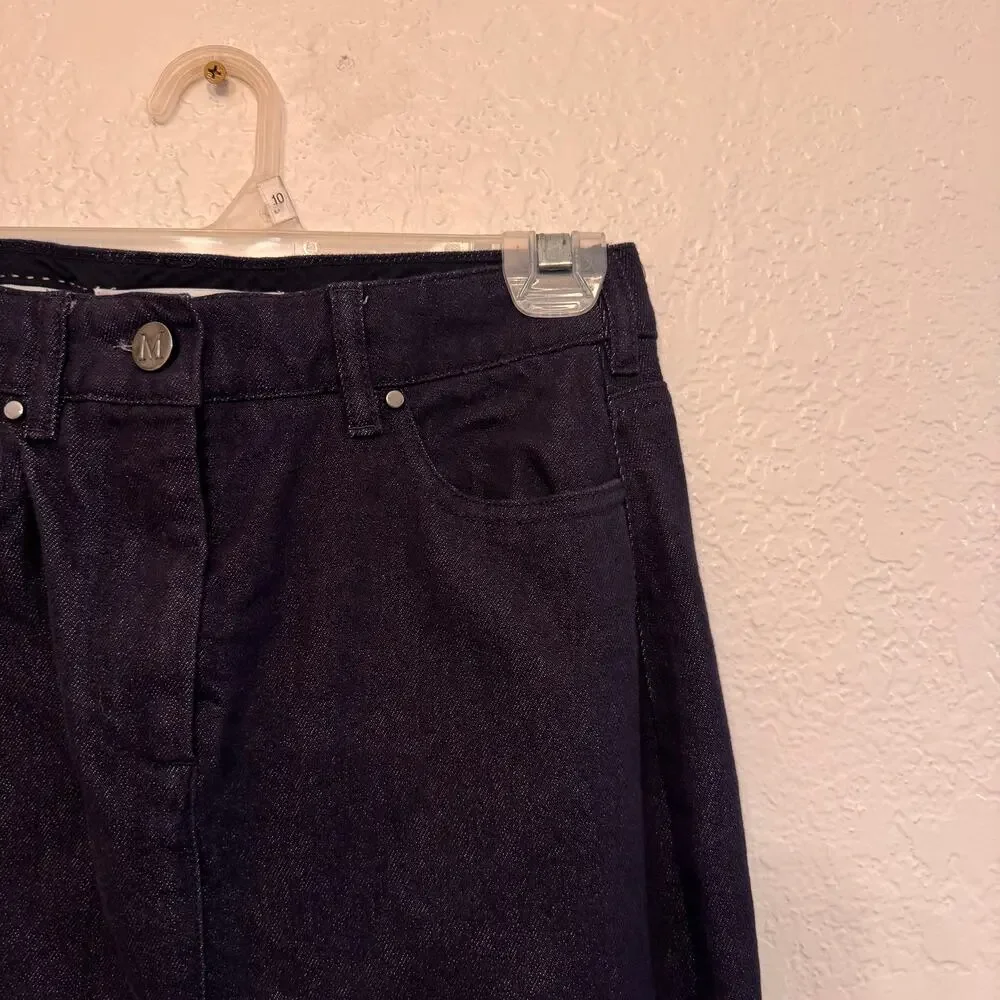 Max Mara Made in Italy Dark Wash Denim Pencil Mini Skirt Cotton Size 2 Classic
